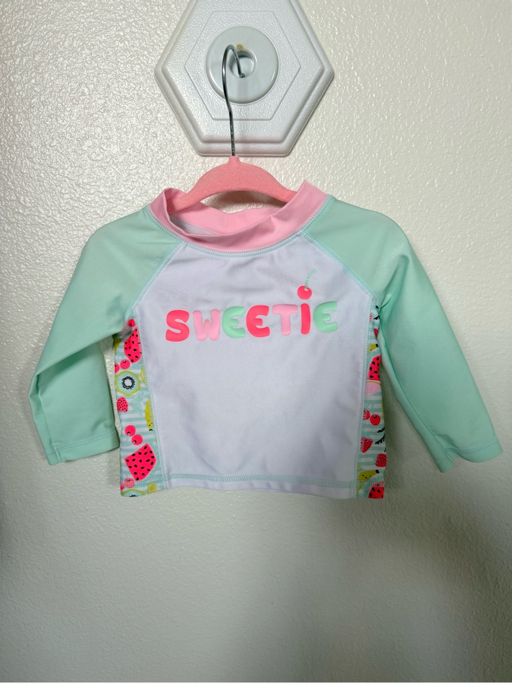Target Kids' Rash Guard - Mint, Pink & White SWEETIE